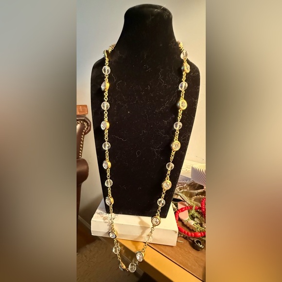Vintage JBK 30” Crystal & Gold-Tone Necklace - Picture 3 of 5